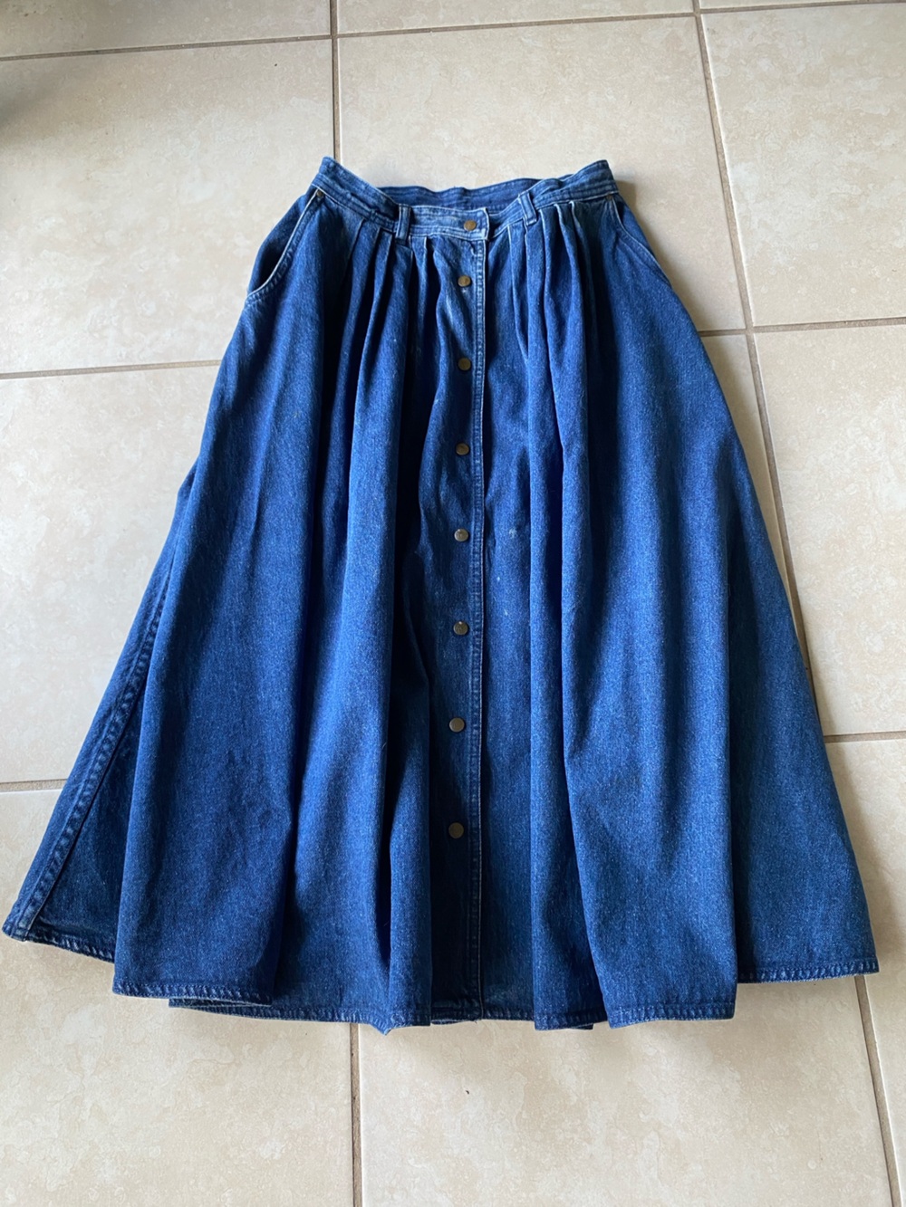 80s 100% cotton Vintage Denim Jean Circle Skirt